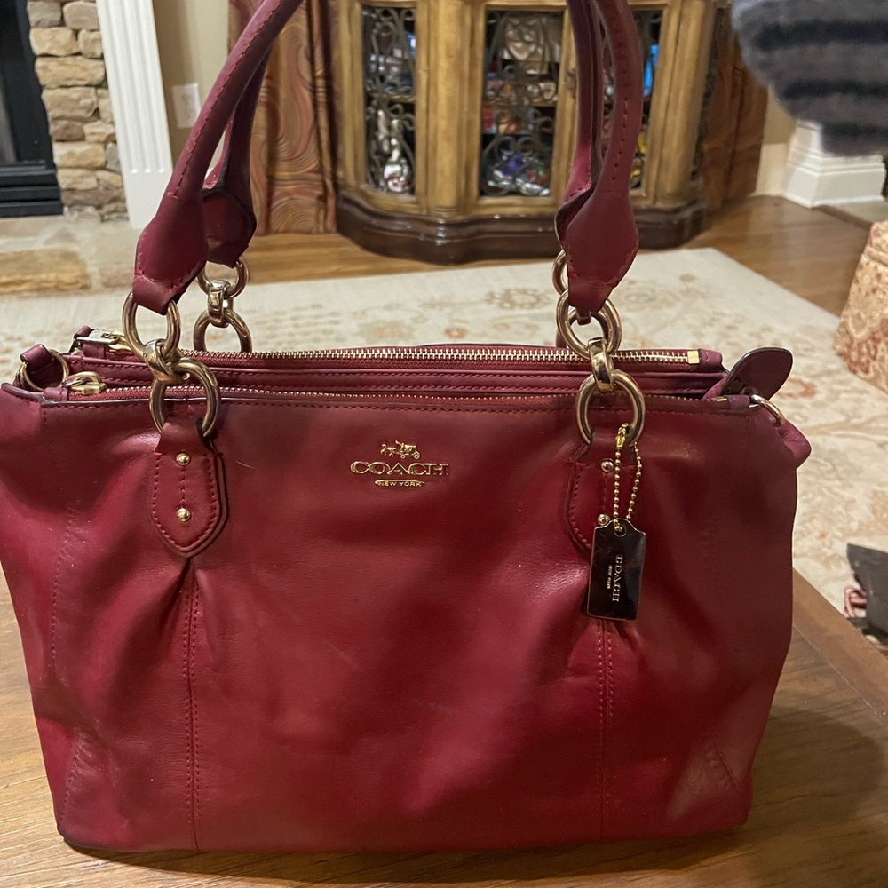 Coach Burgundy Berry Wine Leather Satchel
